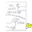 Deli Cards Grußkarte "Langes Leben" | Besondere Klappkarte mit Hunde-Motiv zum Geburtstag