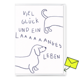 Deli Cards Grußkarte "Langes Leben" | Besondere Klappkarte mit Hunde-Motiv zum Geburtstag