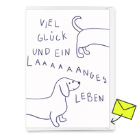 Deli Cards Grußkarte "Langes Leben" | Besondere Klappkarte mit Hunde-Motiv zum Geburtstag