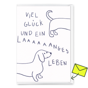 Deli Cards Grußkarte "Langes Leben" | Besondere Klappkarte mit Hunde-Motiv zum Geburtstag