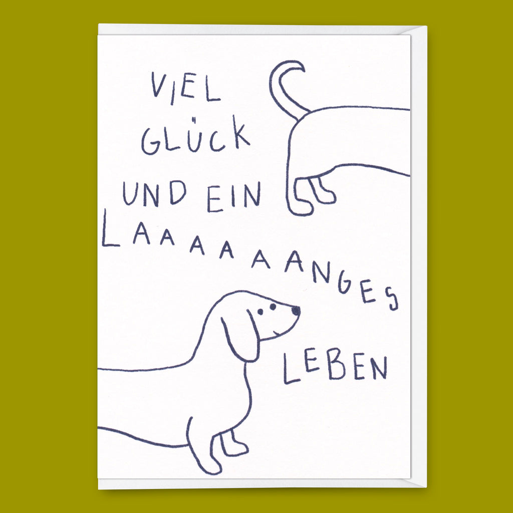 Deli Cards Grußkarte "Langes Leben" | Besondere Klappkarte mit Hunde-Motiv zum Geburtstag