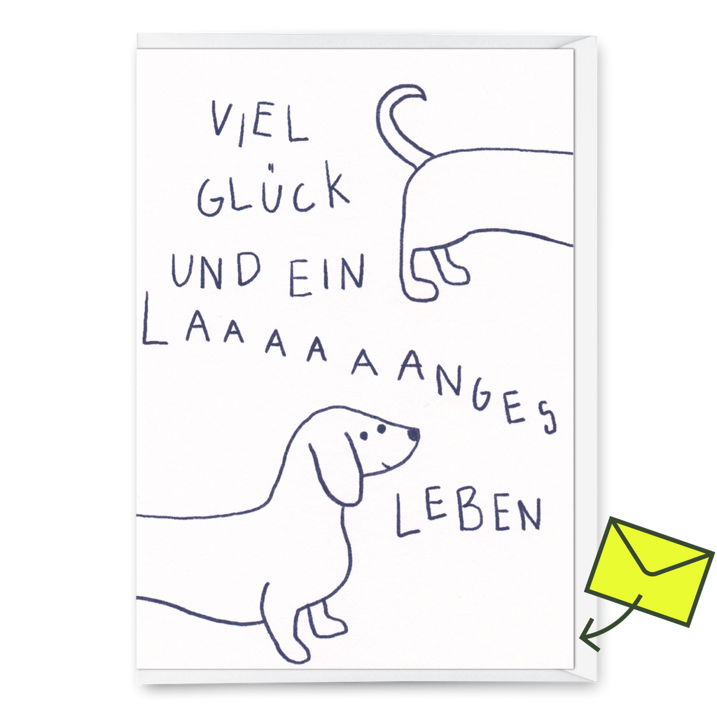 Deli Cards Grußkarte "Langes Leben" | Besondere Klappkarte mit Hunde-Motiv zum Geburtstag