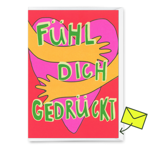 Deli Cards Grußkarte "Fühl dich gedrückt" | Besondere Klappkarte für jeden Anlass