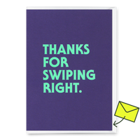 Deli Cards Grußkarte "Swiping right" | Lustige Klappkarte mit Spruch für Verliebte