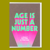 Deli Cards Grußkarte "Age is just a number" | Lustige Klappkarte mit Spruch zum Geburtstag