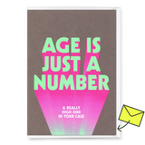Deli Cards Grußkarte "Age is just a number" | Lustige Klappkarte mit Spruch zum Geburtstag