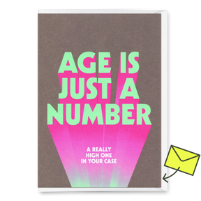 Deli Cards Grußkarte "Age is just a number" | Lustige Klappkarte mit Spruch zum Geburtstag