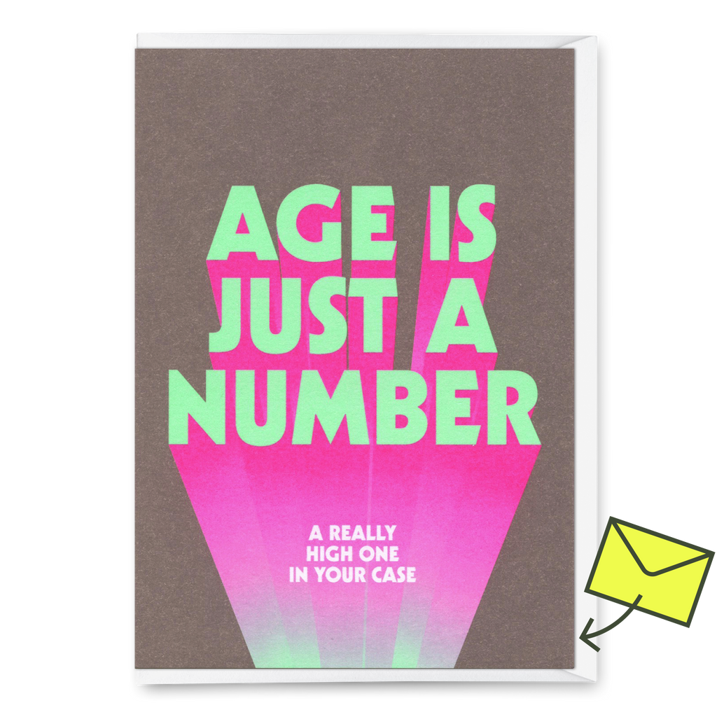 Deli Cards Grußkarte "Age is just a number" | Lustige Klappkarte mit Spruch zum Geburtstag