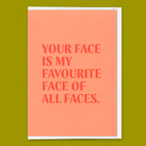 Deli Cards Grußkarte "Favourite face" | Schöne Klappkarte mit Spruch für Verliebte