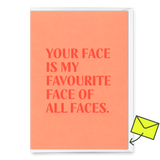 Deli Cards Grußkarte "Favourite face" | Schöne Klappkarte mit Spruch für Verliebte