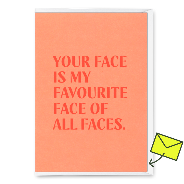 Deli Cards Grußkarte "Favourite face" | Schöne Klappkarte mit Spruch für Verliebte