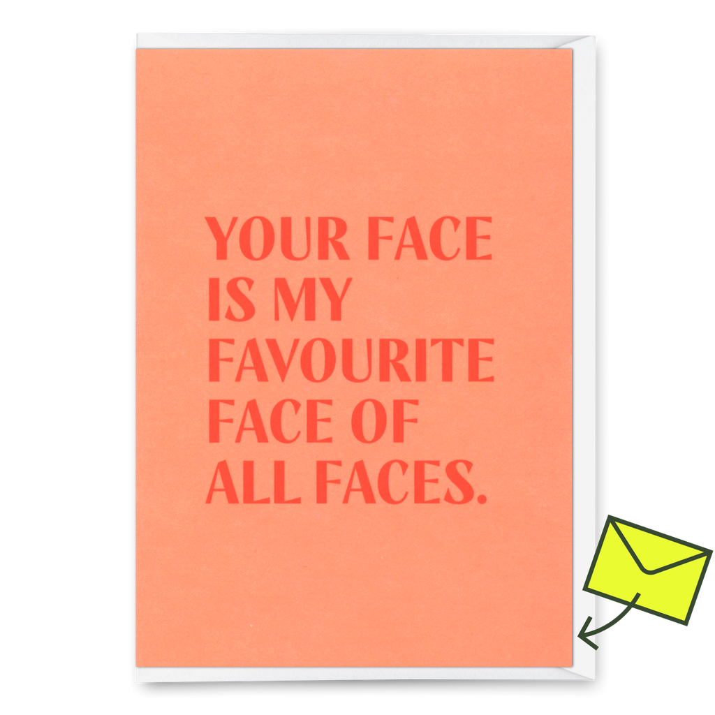 Deli Cards Grußkarte "Favourite face" | Schöne Klappkarte mit Spruch für Verliebte