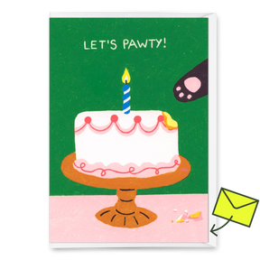 Deli Cards Grußkarte "Pawty cat" | Besondere Klappkarte mit Katzen-Motiv zum Geburtstag