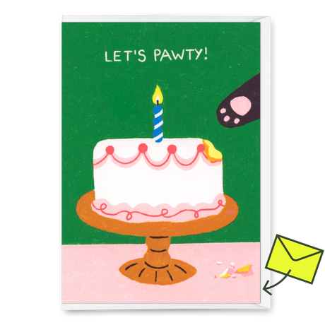 Deli Cards Grußkarte "Pawty cat" | Besondere Klappkarte mit Katzen-Motiv zum Geburtstag