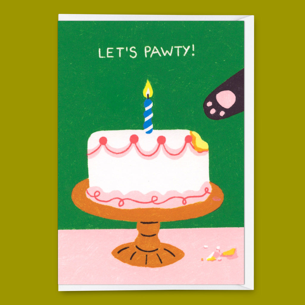 Deli Cards Grußkarte "Pawty cat" | Besondere Klappkarte mit Katzen-Motiv zum Geburtstag