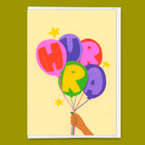 Deli Cards Grußkarte "Hurra Luftballons" | Besondere Klappkarte für jeden Anlass