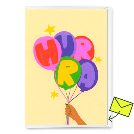 Deli Cards Grußkarte "Hurra Luftballons" | Besondere Klappkarte für jeden Anlass
