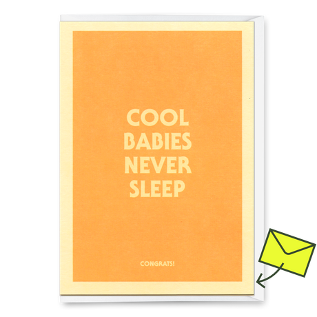 Deli Cards Grußkarte "Cool babies never sleep" | Lustige Klappkarte mit Spruch zur Geburt