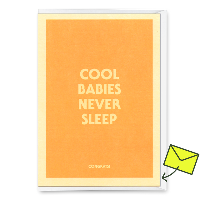 Deli Cards Grußkarte "Cool babies never sleep" | Lustige Klappkarte mit Spruch zur Geburt