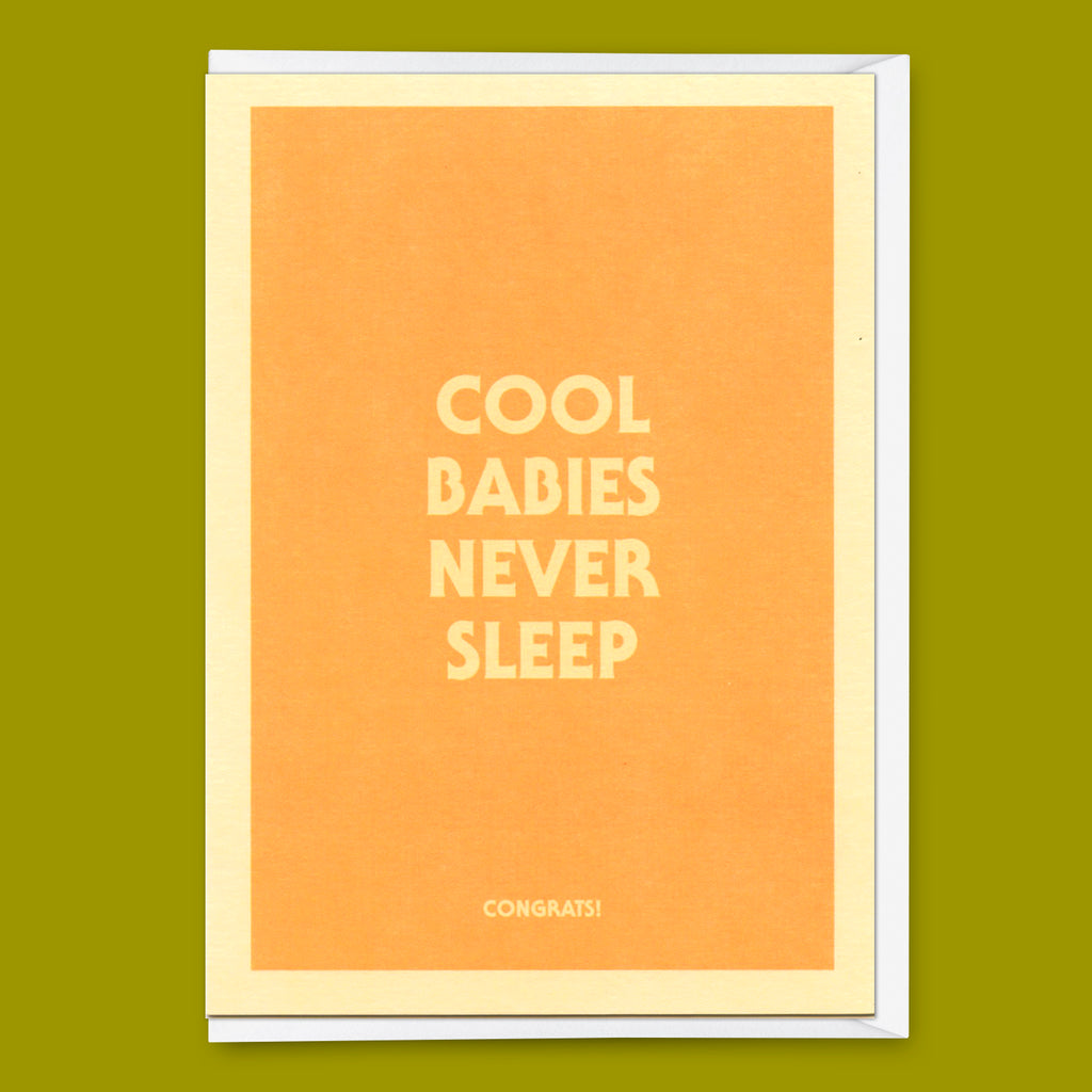 Deli Cards Grußkarte "Cool babies never sleep" | Lustige Klappkarte mit Spruch zur Geburt