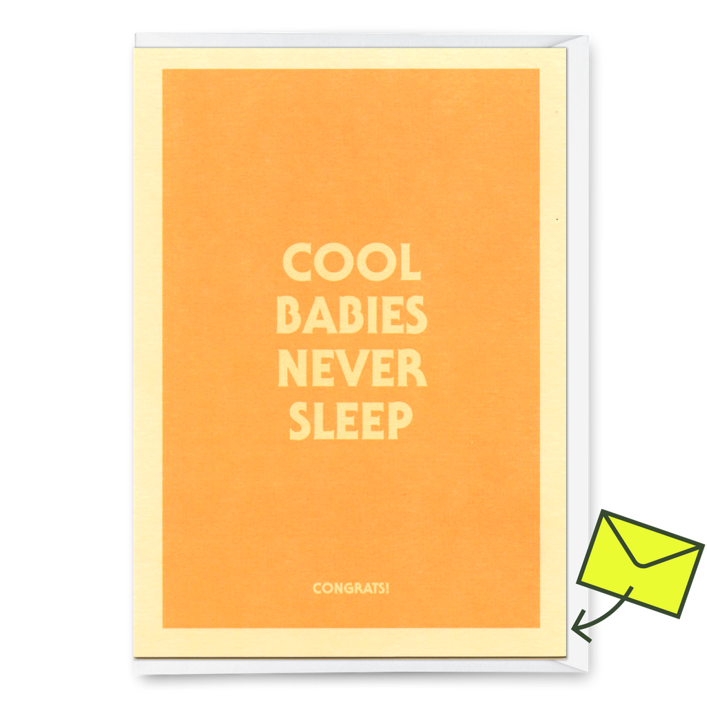 Deli Cards Grußkarte "Cool babies never sleep" | Lustige Klappkarte mit Spruch zur Geburt