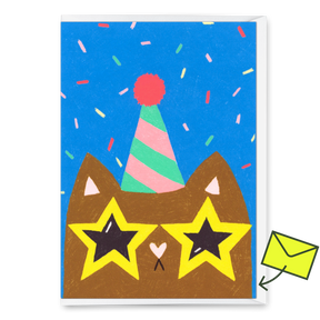 Deli Cards Grußkarte "Funky cat" | Ausgefallene Klappkarte mit Katzen-Motiv zum Geburtstag