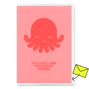 Deli Cards Grußkarte "You suck less Octopus" | Lustige Klappkarte mit Spruch
