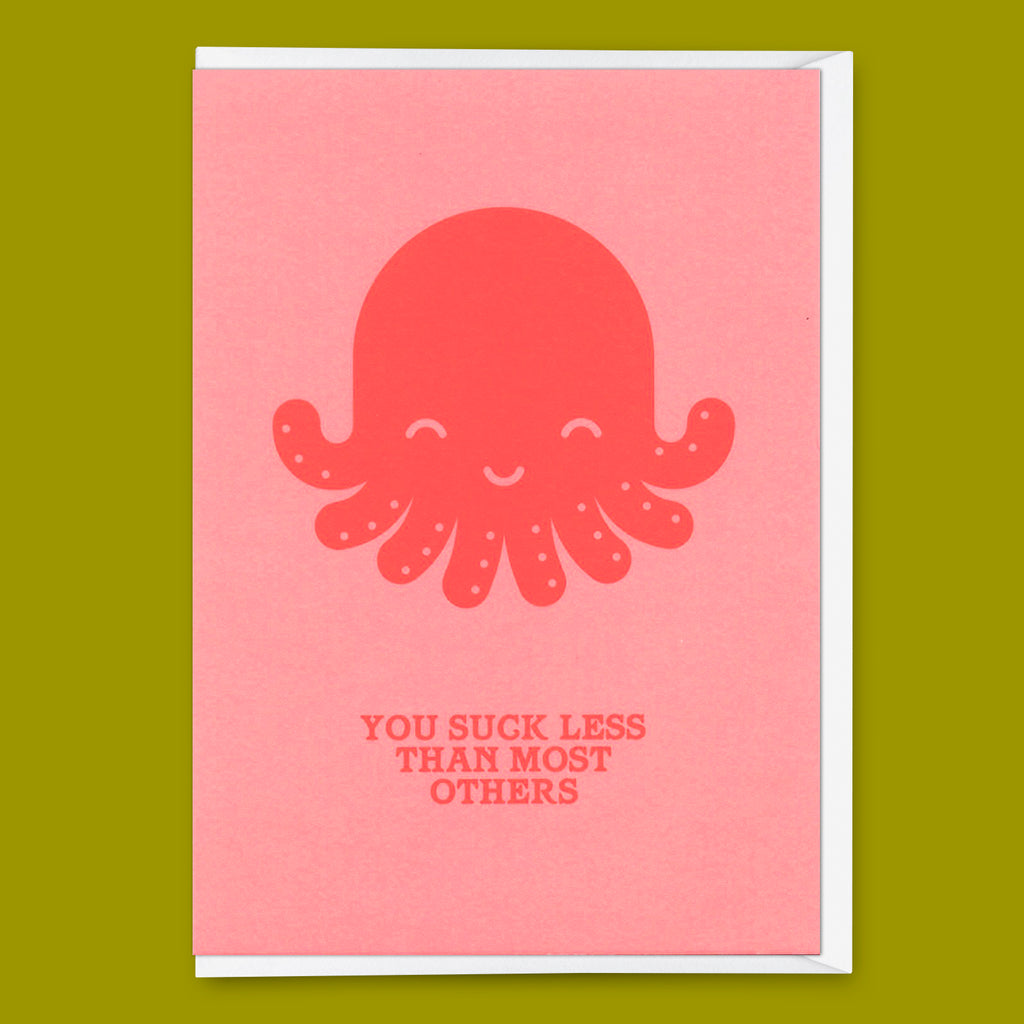 Deli Cards Grußkarte "You suck less Octopus" | Lustige Klappkarte mit Spruch