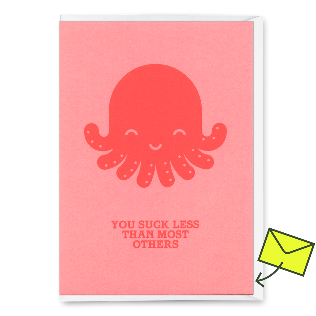 Deli Cards Grußkarte "You suck less Octopus" | Lustige Klappkarte mit Spruch