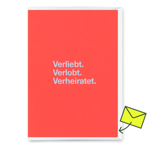 Deli Cards Grußkarte "Verliebt. Verlobt. Verheiratet." | Besondere Klappkarte zur Hochzeit