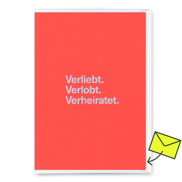 Deli Cards Grußkarte "Verliebt. Verlobt. Verheiratet." | Besondere Klappkarte zur Hochzeit