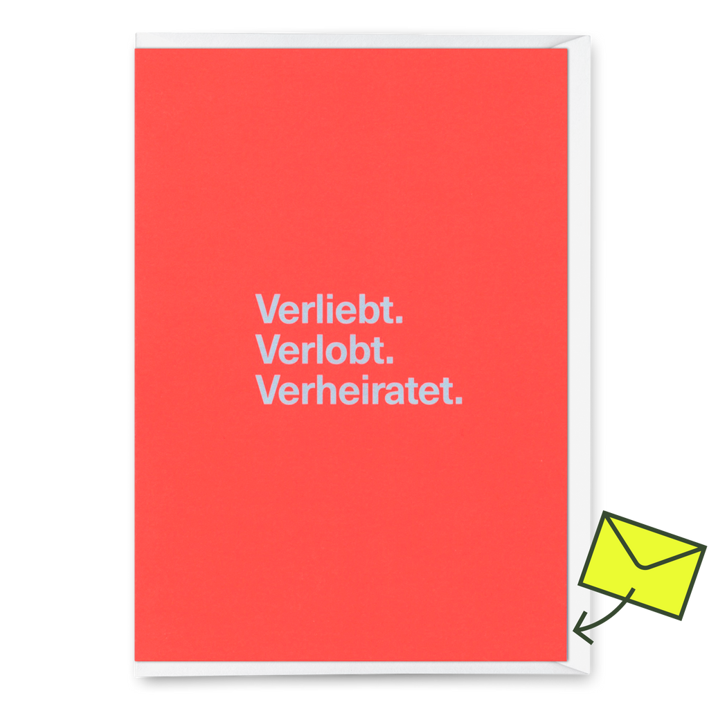 Deli Cards Grußkarte "Verliebt. Verlobt. Verheiratet." | Besondere Klappkarte zur Hochzeit