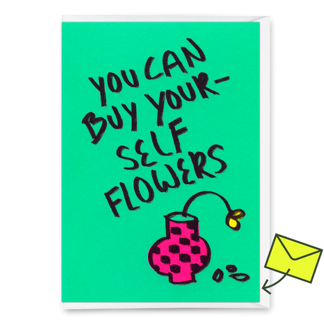 Deli Cards Grußkarte "Buy yourself flowers" | Lustige Klappkarte für jeden Anlass