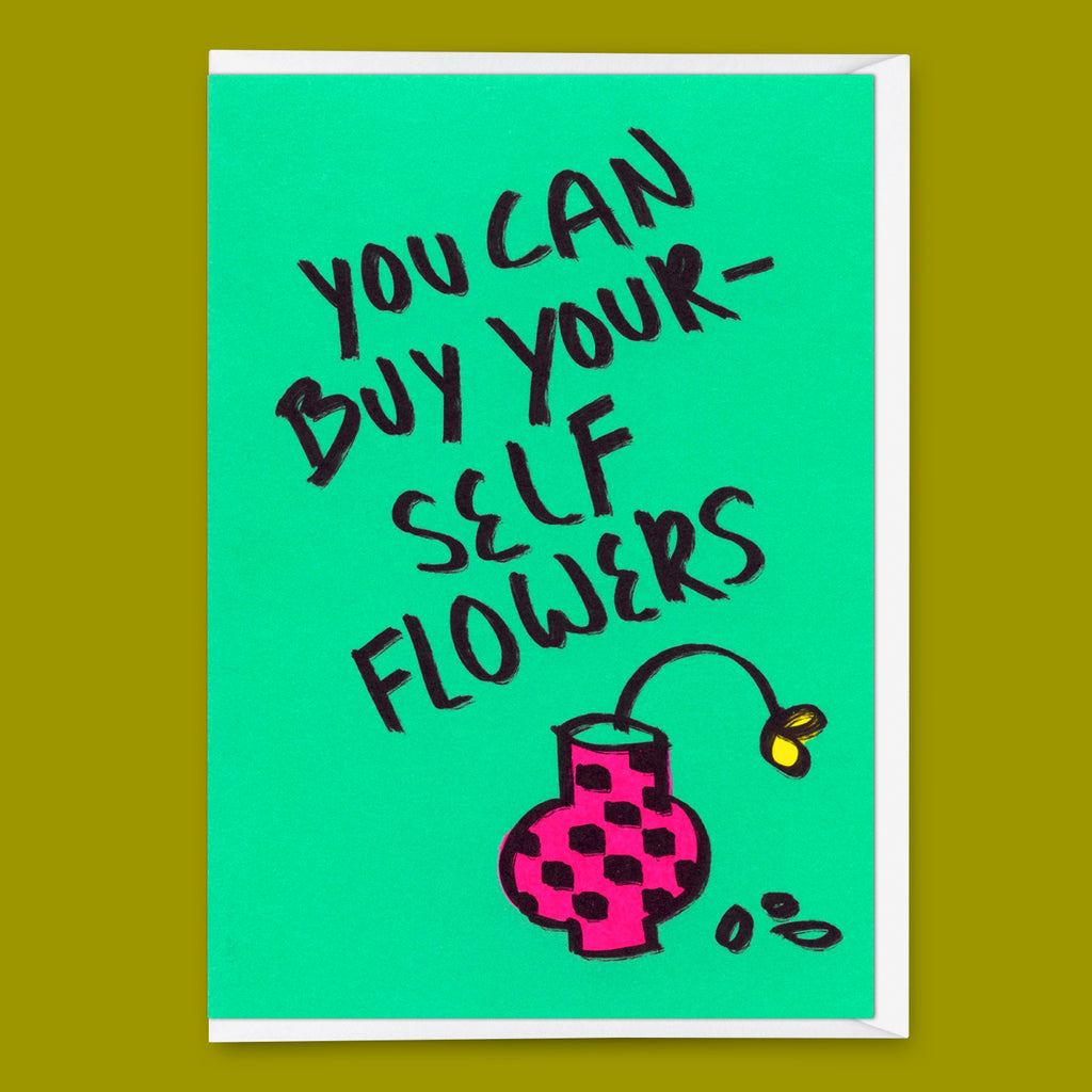 Deli Cards Grußkarte "Buy yourself flowers" | Lustige Klappkarte für jeden Anlass