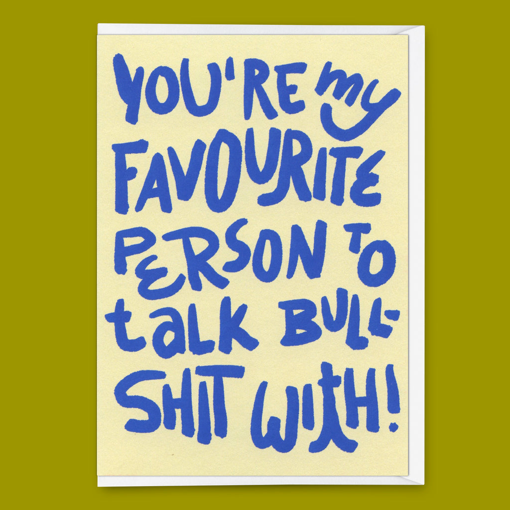 Deli Cards Grußkarte "Favorite person to talk shit with" | Lustige Klappkarte mit Spruch