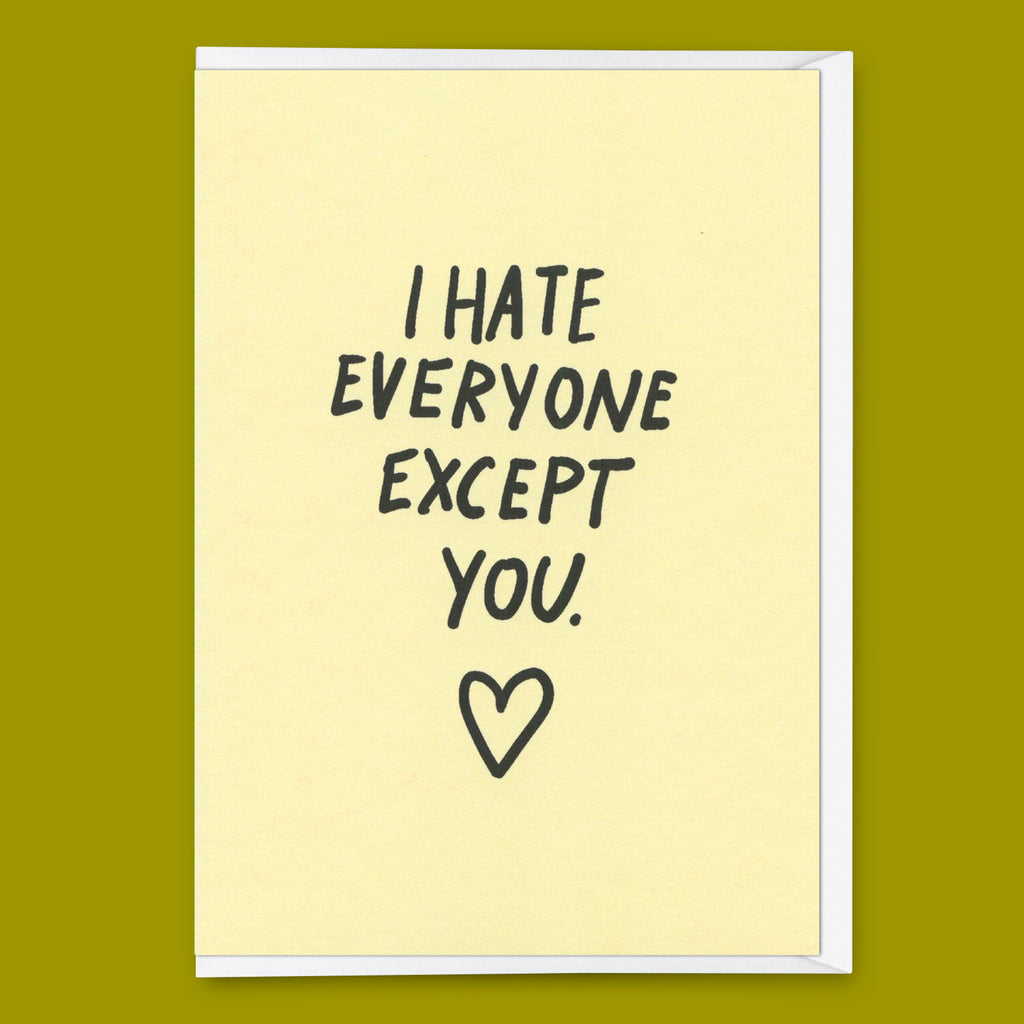 Deli Cards Grußkarte "I hate everyone – except you" | Lustige Klappkarte für Verliebte