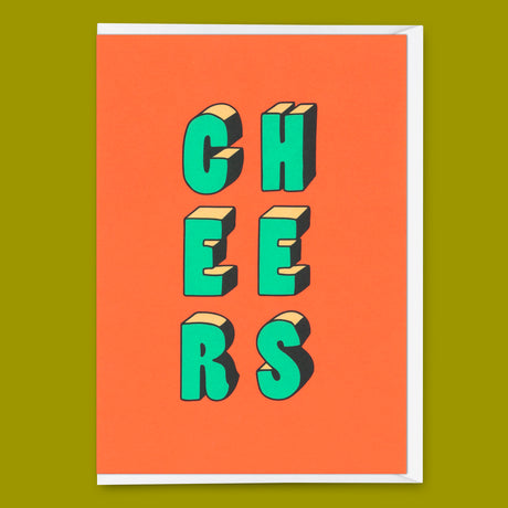 Deli Cards Grußkarte "Cheers 3D-Typo" | Coole Klappkarte für jeden Anlass