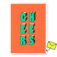 Deli Cards Grußkarte "Cheers 3D-Typo" | Coole Klappkarte für jeden Anlass