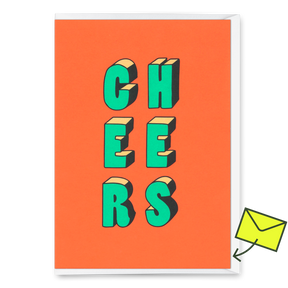Deli Cards Grußkarte "Cheers 3D-Typo" | Coole Klappkarte für jeden Anlass
