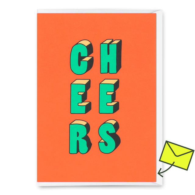 Deli Cards Grußkarte "Cheers 3D-Typo" | Coole Klappkarte für jeden Anlass