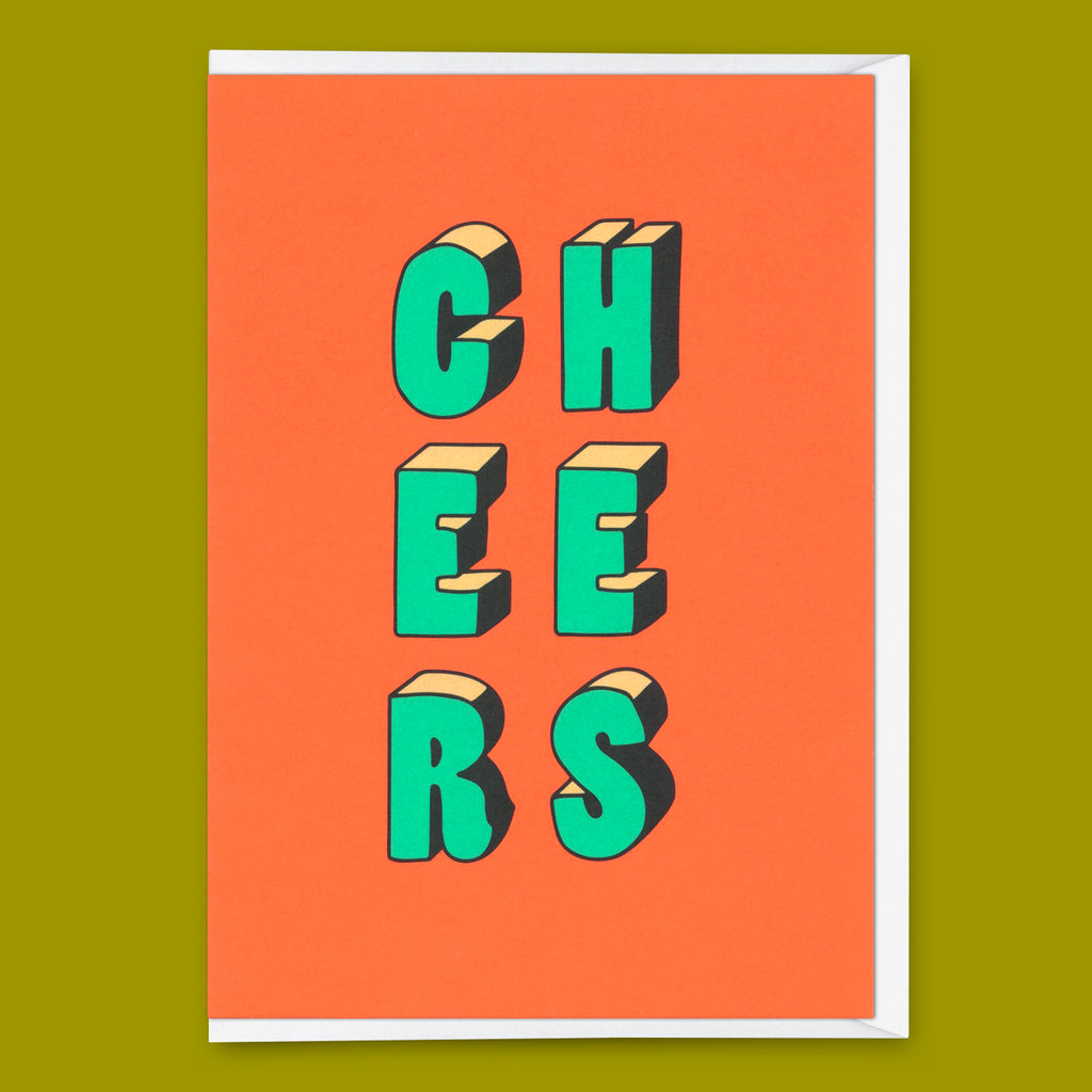 Deli Cards Grußkarte "Cheers 3D-Typo" | Coole Klappkarte für jeden Anlass