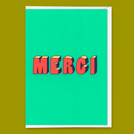 Deli Cards Grußkarte "Merci 3D-Typo" | Coole Klappkarte zum Dankesagen