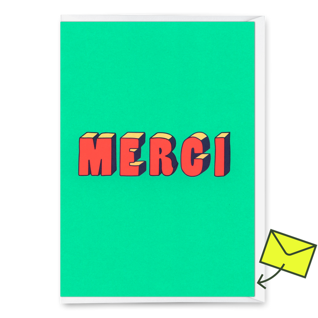 Deli Cards Grußkarte "Merci 3D-Typo" | Coole Klappkarte zum Dankesagen