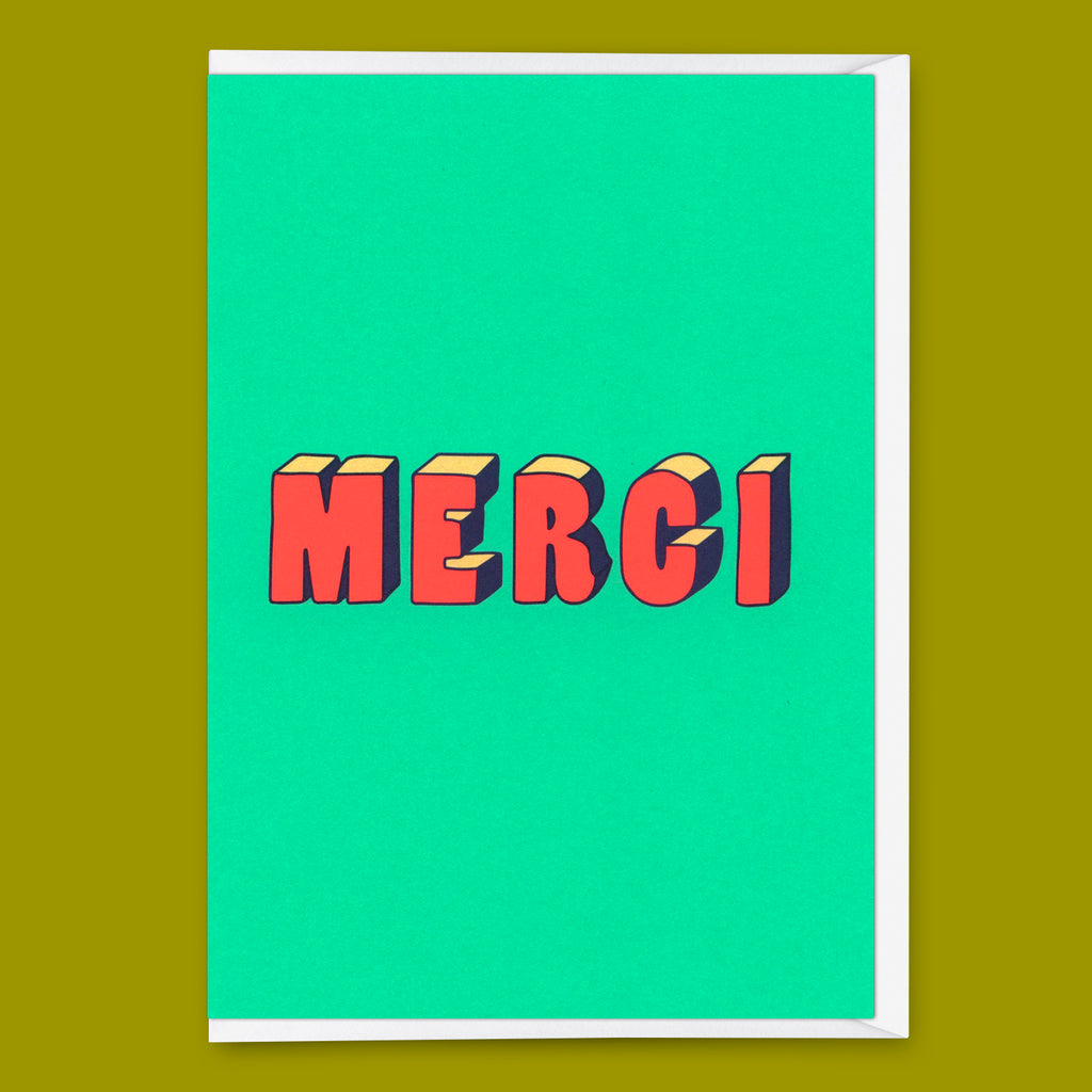 Deli Cards Grußkarte "Merci 3D-Typo" | Coole Klappkarte zum Dankesagen