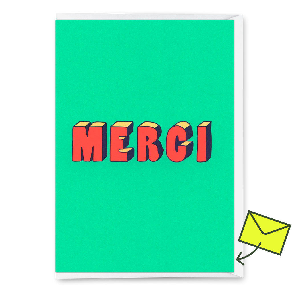 Deli Cards Grußkarte "Merci 3D-Typo" | Coole Klappkarte zum Dankesagen