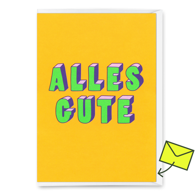 Deli Cards Grußkarte "Alles Gute 3D-Typo" | Coole Klappkarte zur Hochzeit
