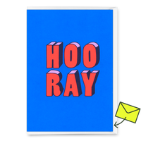 Deli Cards Grußkarte "Hooray 3D-Typo" | Coole Klappkarte für jeden Anlass