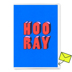 Deli Cards Grußkarte "Hooray 3D-Typo" | Coole Klappkarte für jeden Anlass