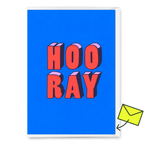 Deli Cards Grußkarte "Hooray 3D-Typo" | Coole Klappkarte für jeden Anlass