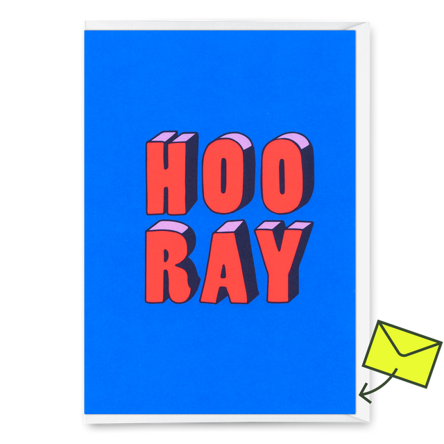 Deli Cards Grußkarte "Hooray 3D-Typo" | Coole Klappkarte für jeden Anlass